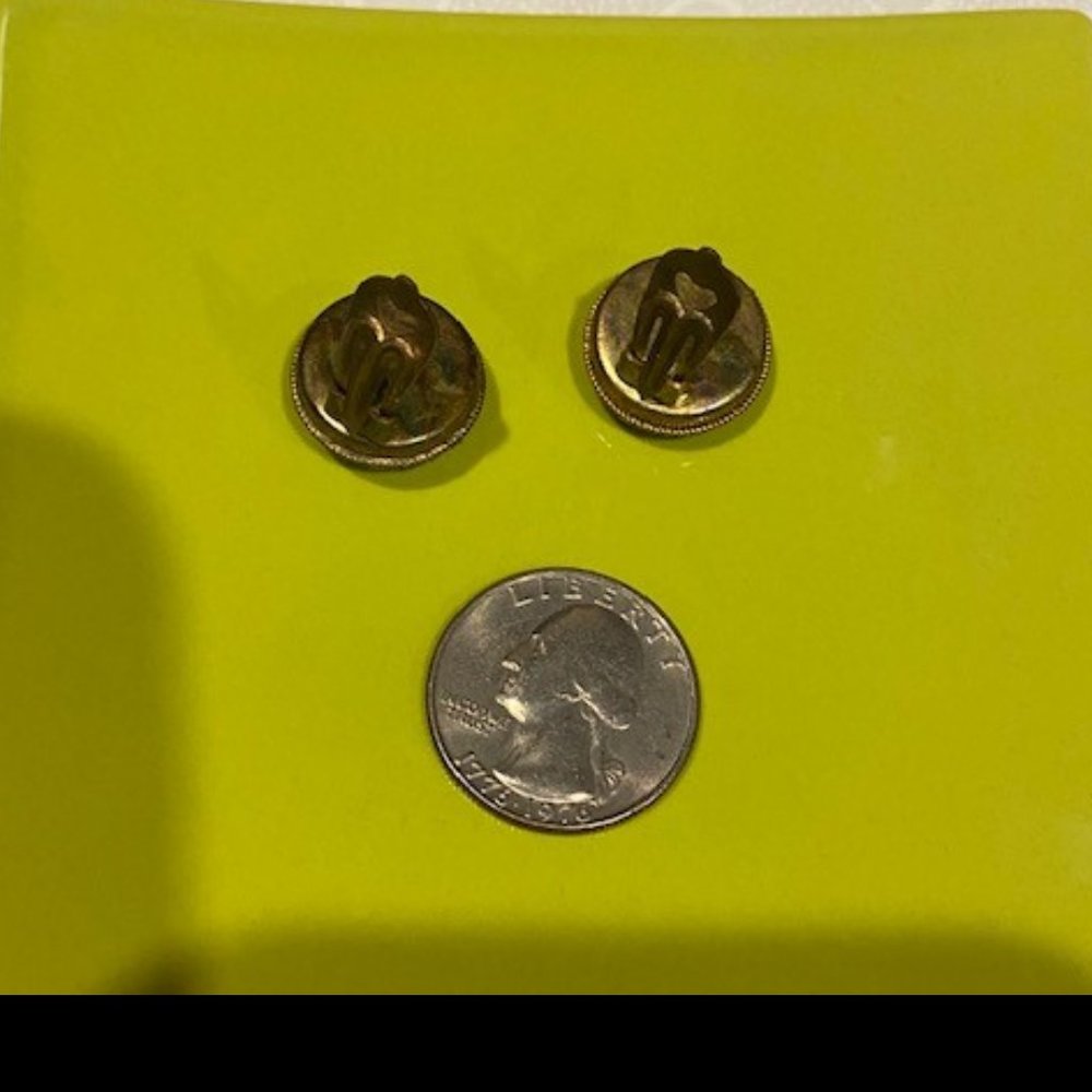 VTG Micro Mosaic Gold Glass Bead EARRINGS - Picture 6 of 6
